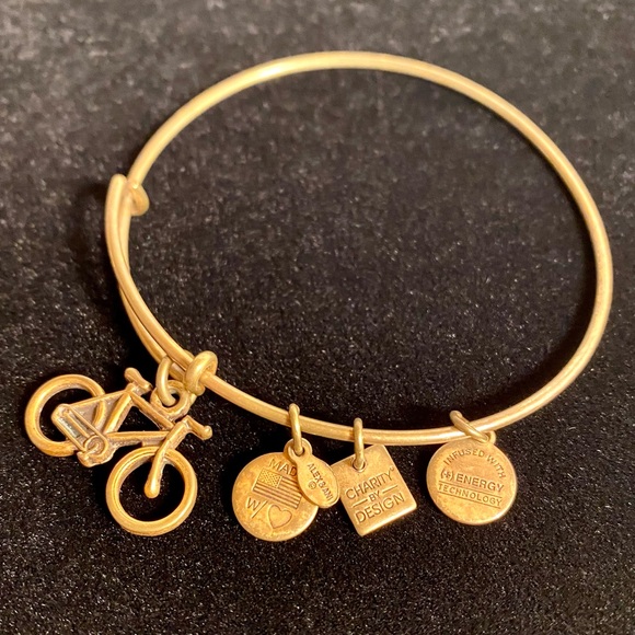 Alex and Ani Charity by Design Bike Rafaelian Gold Bangle Bracelet - Picture 4 of 14